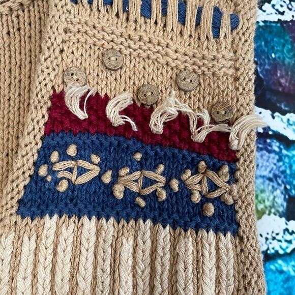 Vintage 1995 Eagle's Eye Sport Sweater Vest Size Medium Neutral Boho - Picture 6 of 9